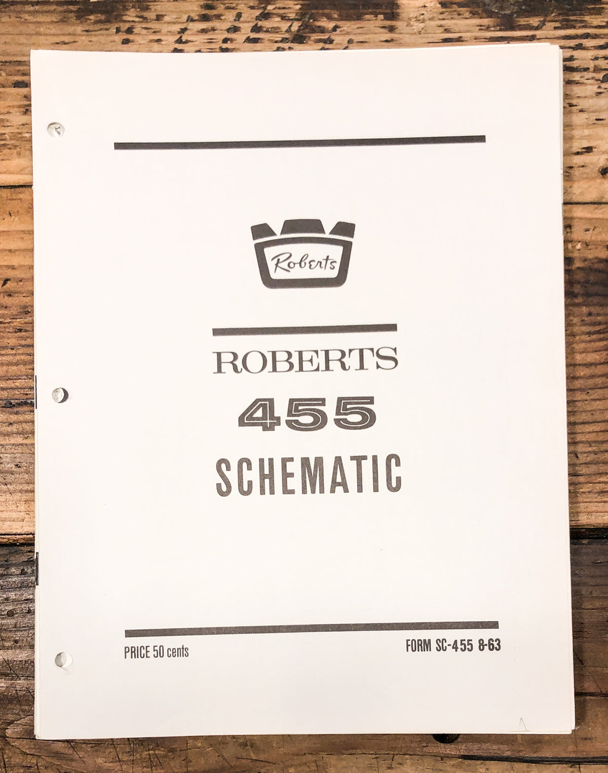Roberts Model 455 Reel to Reel Fold Out Schematic  *Original*