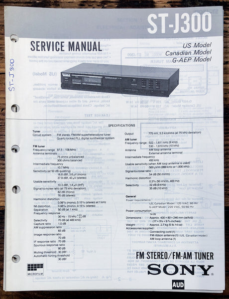 Sony ST-J300 Tuner  Service Manual *Original*