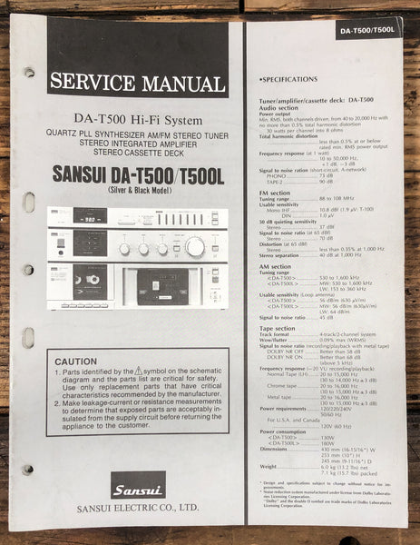 Sansui DA-T500 DA-T500L Stereo  Service Manual *Original*