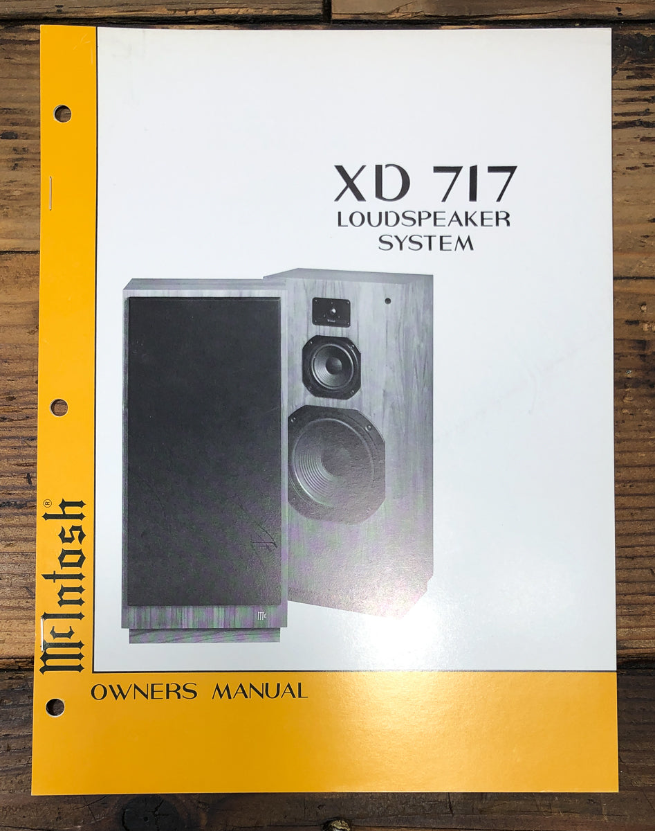 McIntosh XD 717 Speaker Owners / User Manual *Original*
