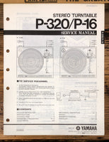 Yamaha P-320 P-16 Record Player / Turntable  Service Manual *Original*