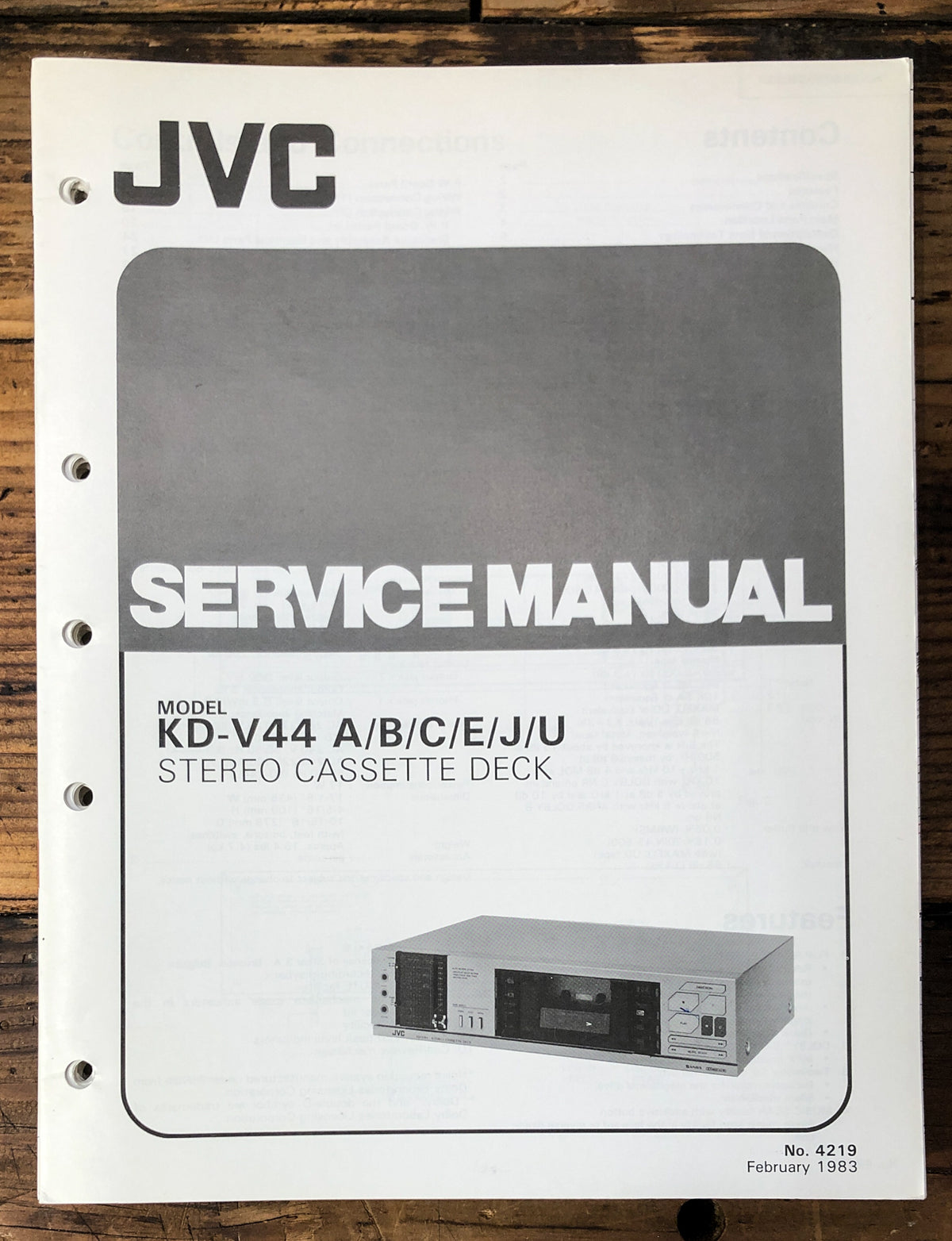 JVC KD-V44  Cassette  Service Manual *Original*