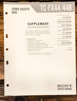 Sony TC-FX44 TC-FX44B Cassette Supp. Service Manual *Original*