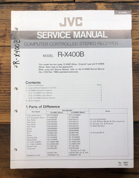 JVC RX-X400B RX-400B Receiver Supp. Service Manual *Original*