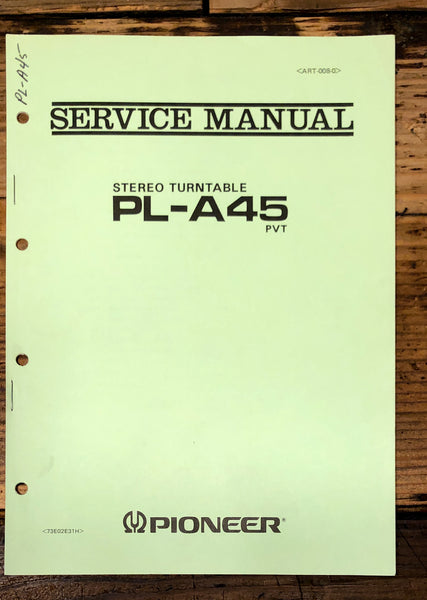 Pioneer PL-A45 Record Player / Turntable Service Manual *Original*