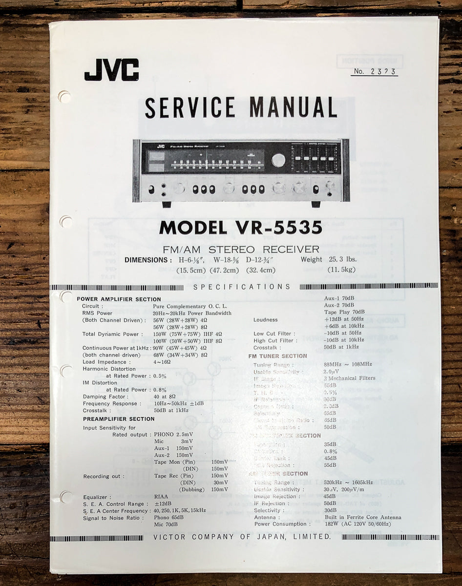 JVC VR-5535 Receiver Service Manual *Original*