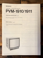 Sony PVM-1910 PVM-1911 Monitor 3 Owner / User Manual *Original*