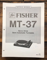 Fisher MT-37 Record Player / Turntable  Service Manual *Original*