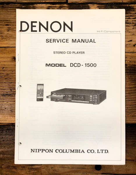 Denon DCD-1500 CD Player  Service Manual *Original*