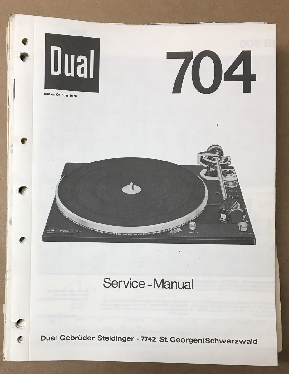 Dual Model 704 Record Player / Turntable Service Manual *Original*