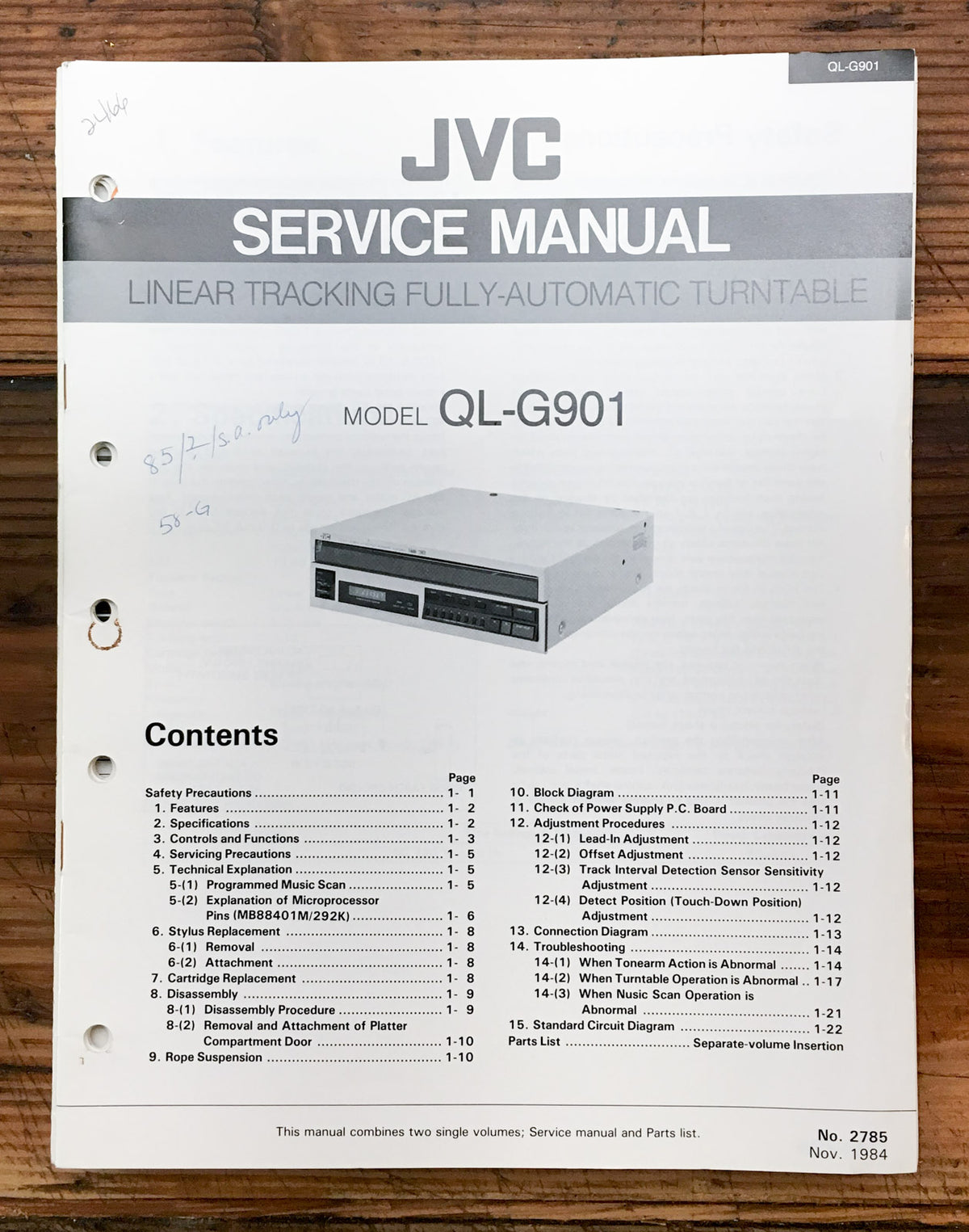 JVC QL-G901 Record Player / Turntable  Service Manual *Original*