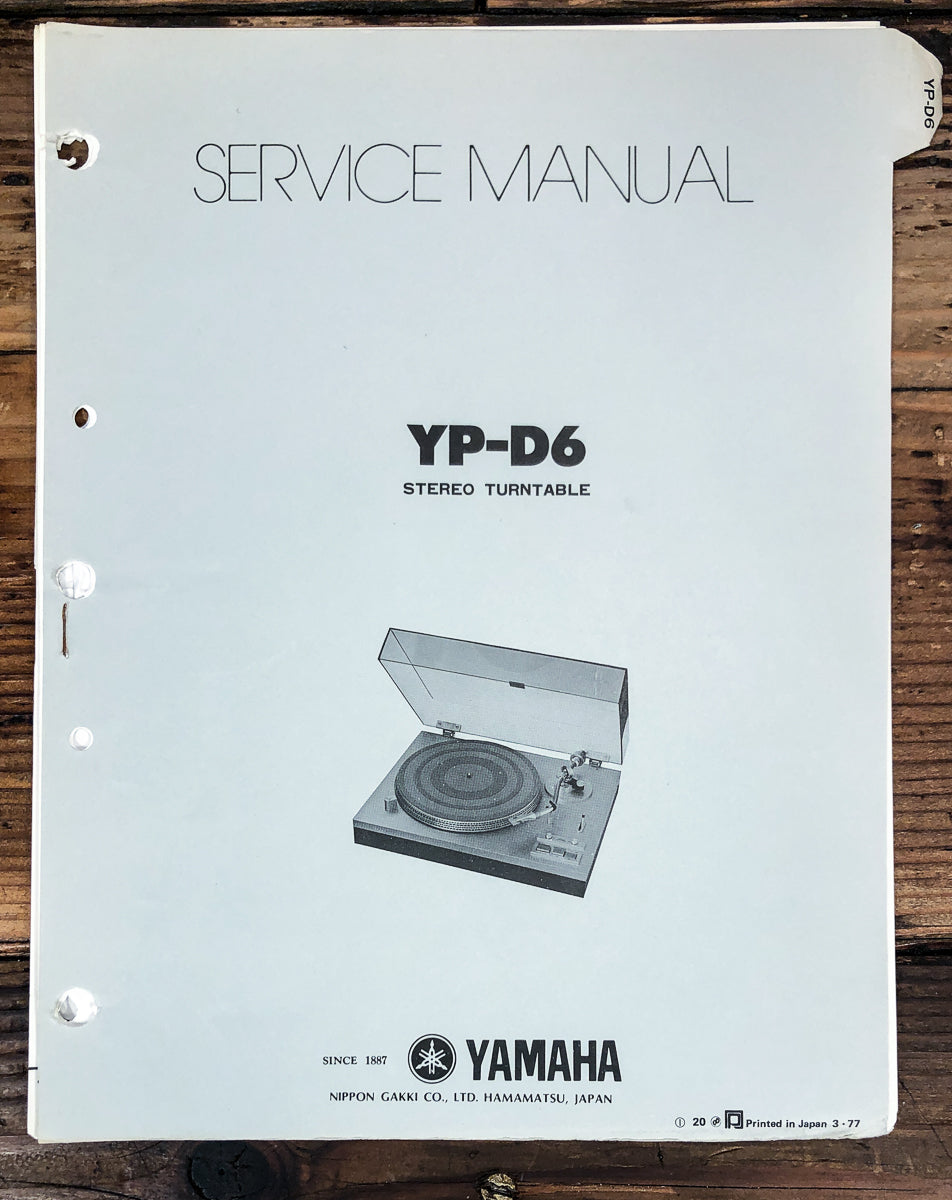 Yamaha YP-D6 Record Player / Turntable Service Manual *Original*