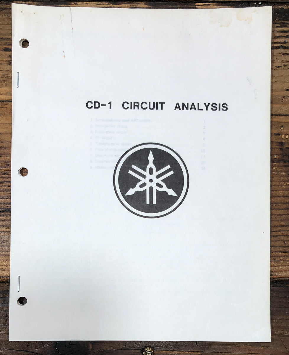 Yamaha CD-1 CD Player Circuit Analysis Manual *Original*
