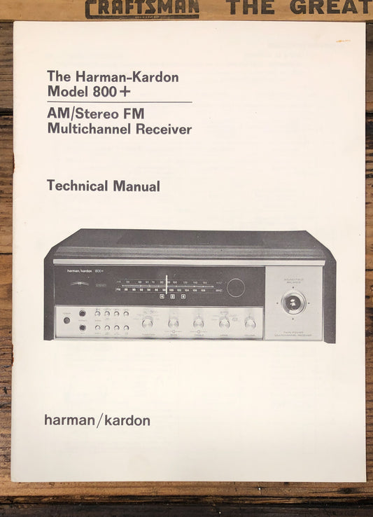 Harman Kardon Model 800 Plus 800+ Receiver  Service Manual *Original*