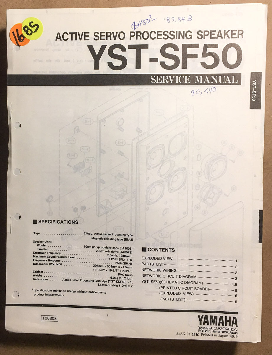 Yamaha YST-SF50 Speaker  Service Manual *Original*