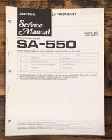 Pioneer SA-550 Amplifier Additional Service Manual *Original*