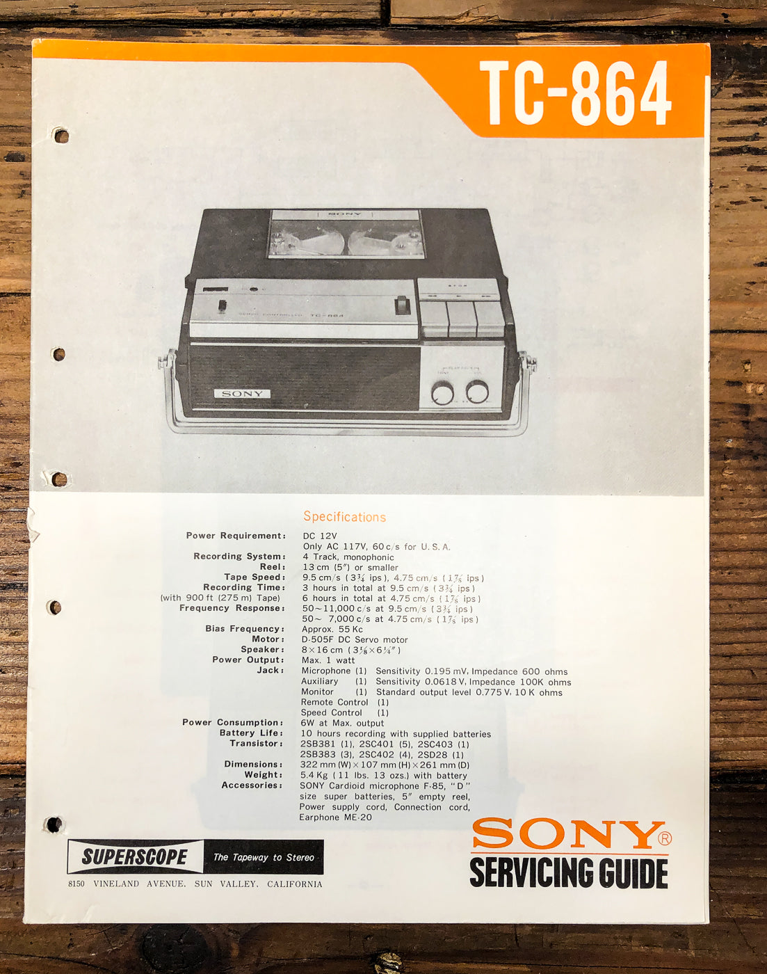 Sony TC-864 Reel to Reel Service Manual *Original*