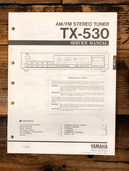 Yamaha TX-530 Tuner  Service Manual *Original*