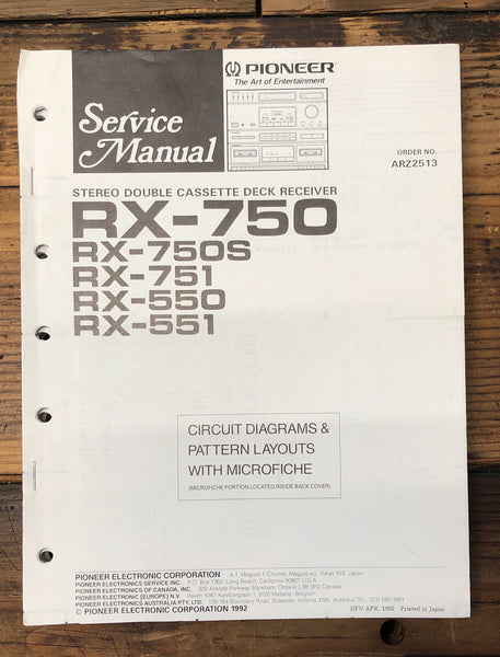 Pioneer RX-550 -551 -751 -750  Receiver  Service Manual *Original* #1