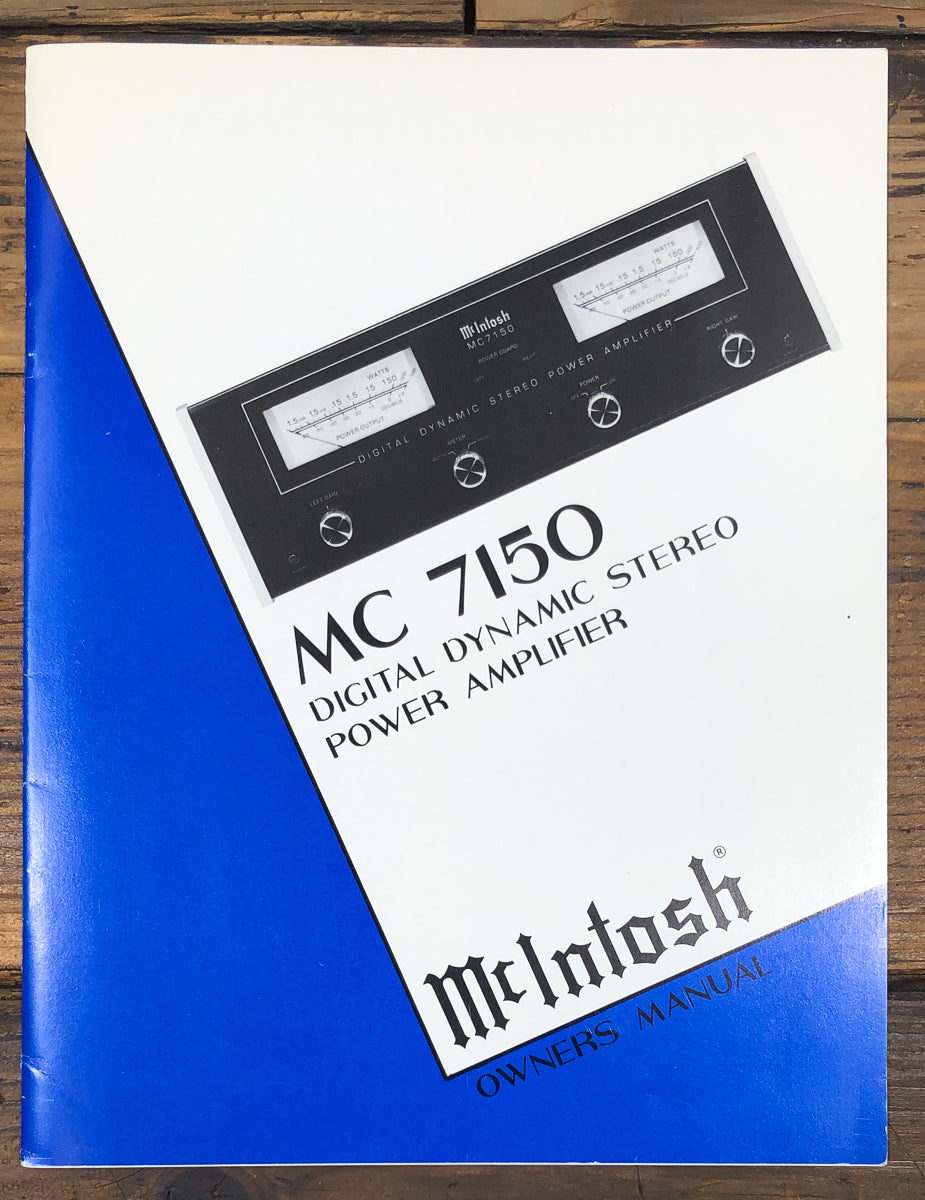 McIntosh MC 7150 MC-7150 Amplifier Owners / User Manual *Original*
