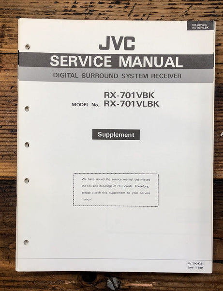 JVC RX-701 Receiver Supp. Service Manual *Original*