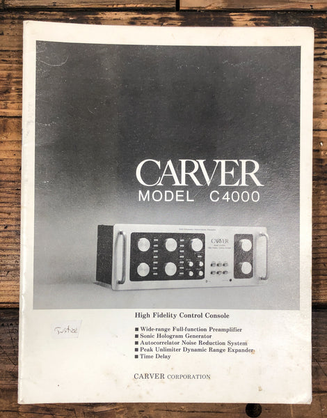 Carver C4000 C-4000 Preamp / Preamplifier  Owner / User Manual *Original*