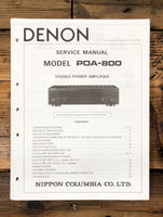 Denon POA-800 Amplifier  Service Manual *Original*