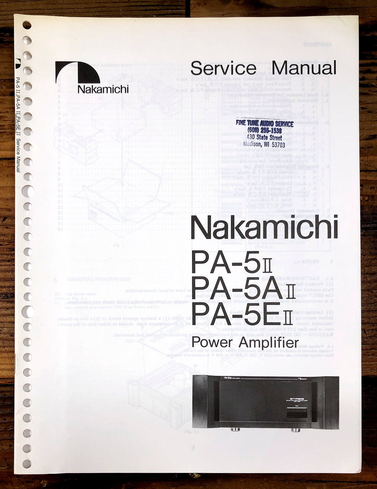 Nakamichi PA-5II PA-5AII PA-5EII Power Amplifier Service Manual *Original*