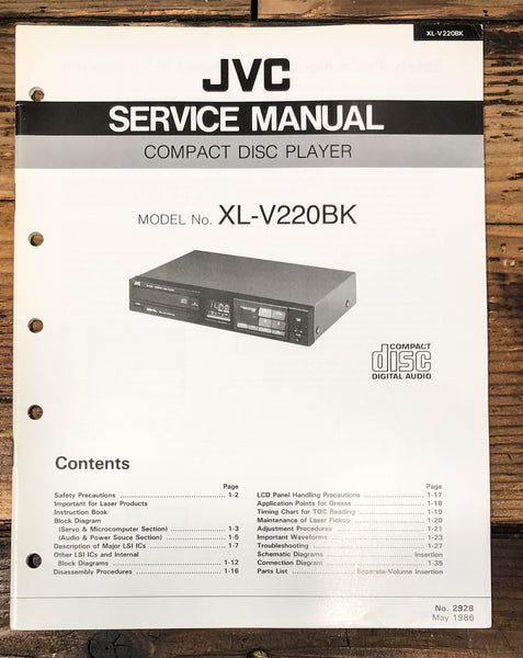 JVC XL-V220 BK CD Player Service Manual *Original*