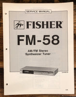 Fisher FM-58 Tuner  Service Manual *Original*