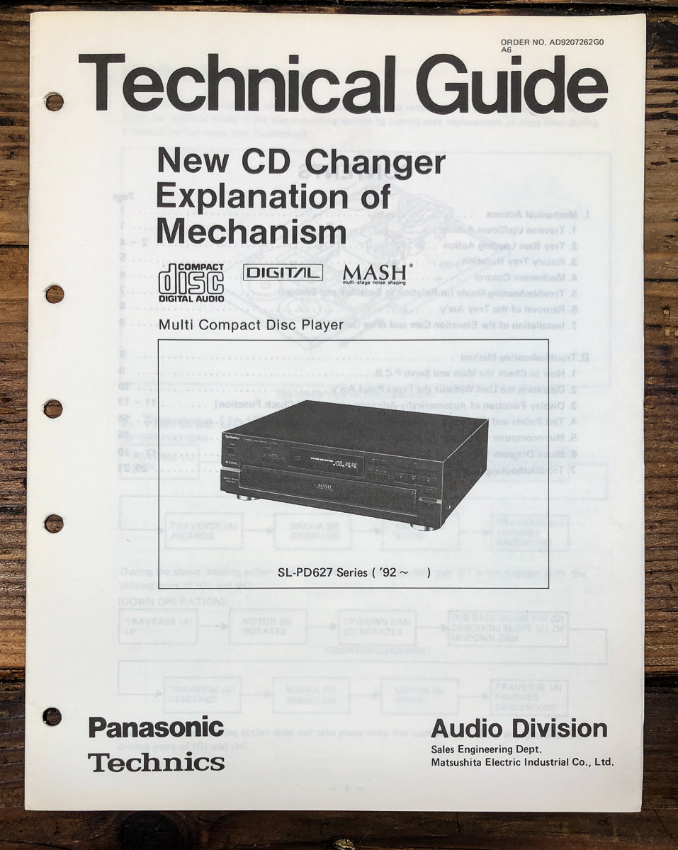 Technics SL-PD627 CD Player CD Changer Technical Manual *Original*