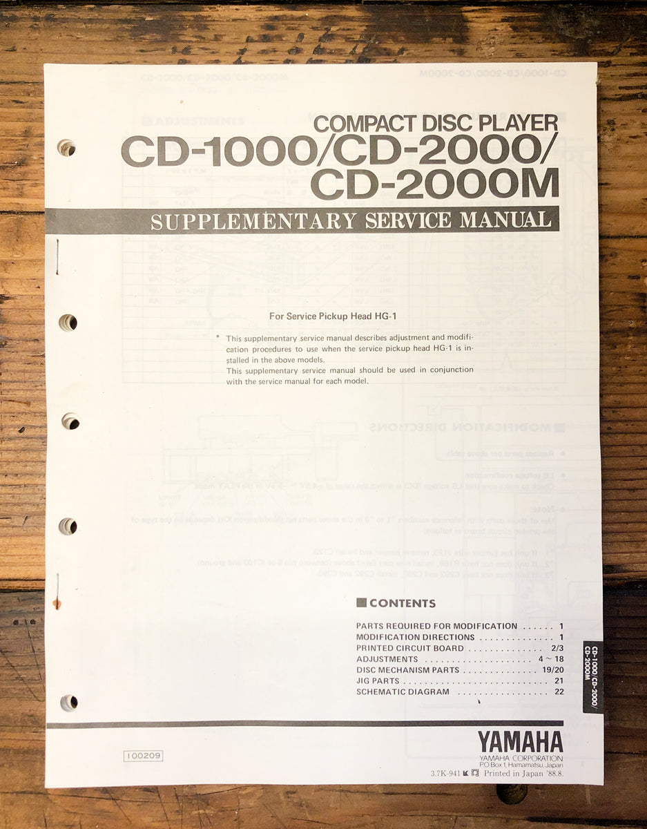 CD Player Service Manual *Original* – Vintage Audio Store - Vintage ...