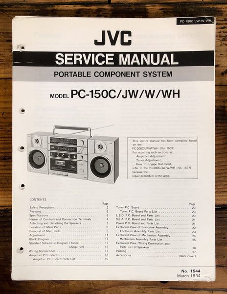 JVC PC-150 Stereo / Boombox  Service Manual *Original*