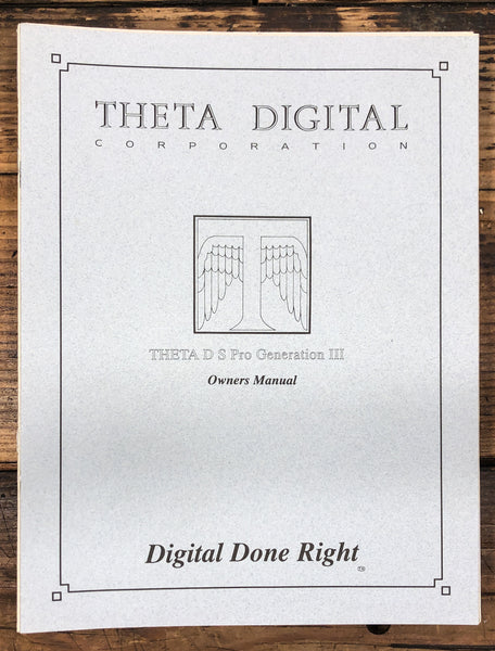 Theta Digital D S Pro Gen III Processor  Owner / User Manual *Original*