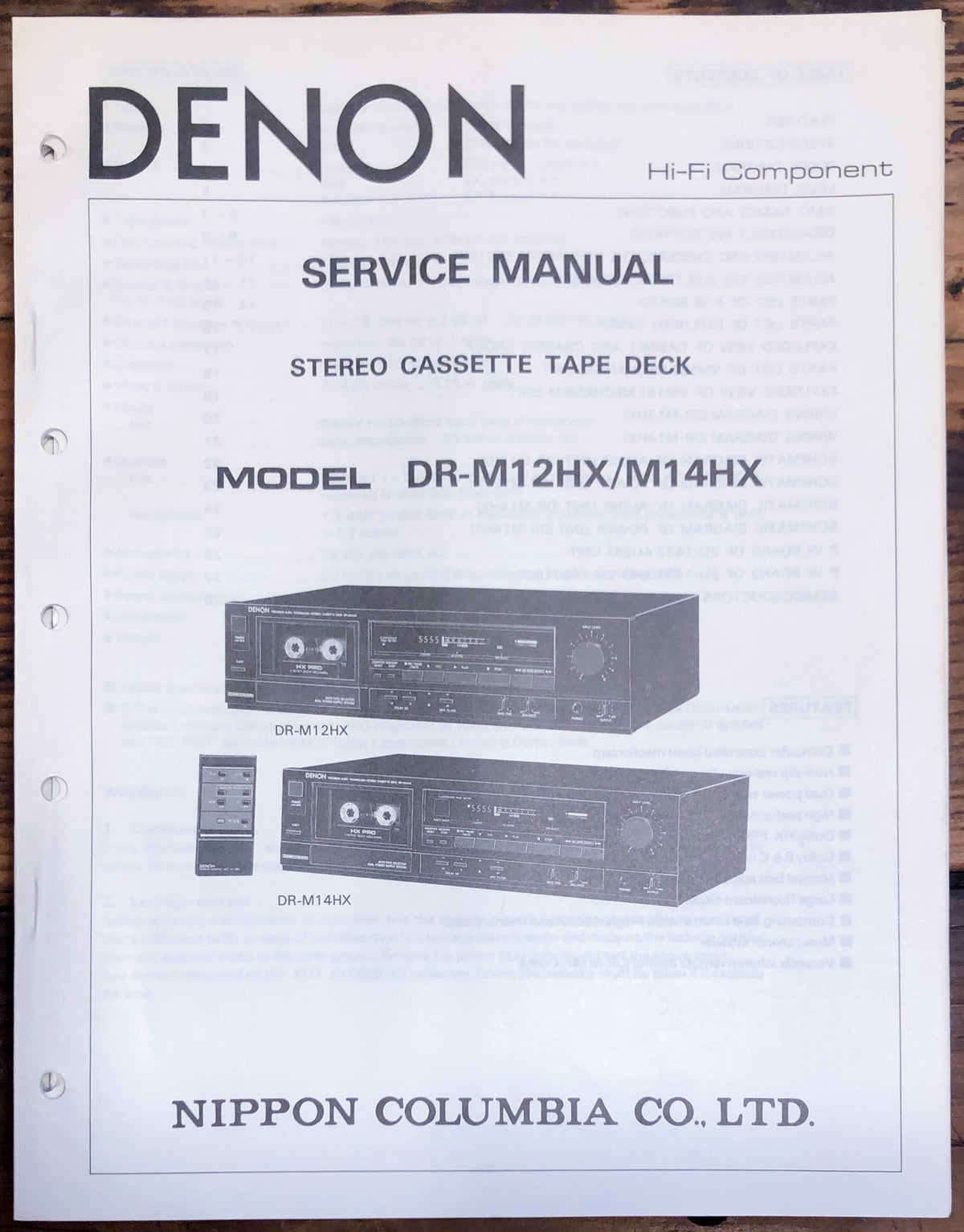 Denon DR-M12HX DR-M14HX Cassette  Service Manual *Original*