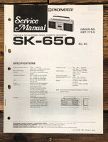 Pioneer SK-650 Radio Cassette Service Manual *Original*