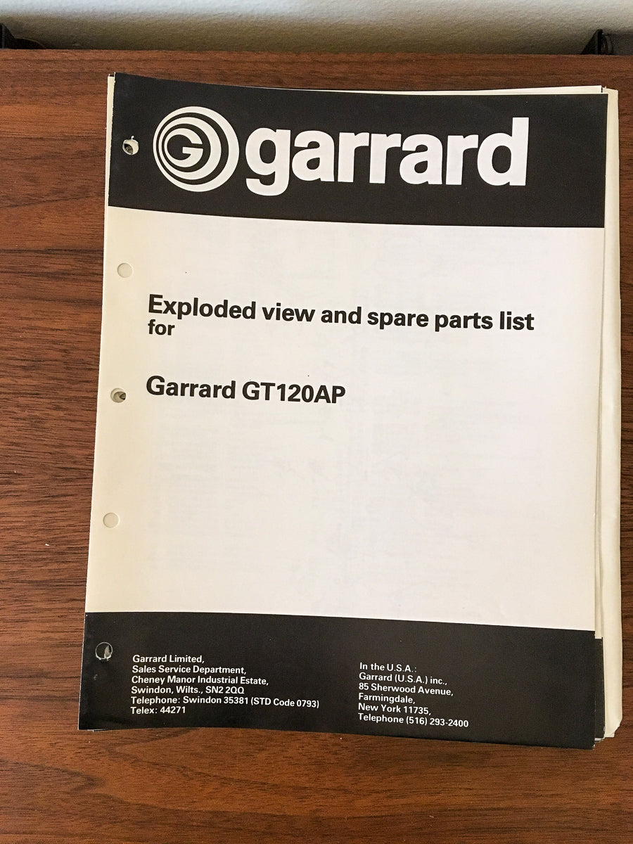 Garrard GT120AP GT 120 AP Record Player / Turntable Service Manual *Original*