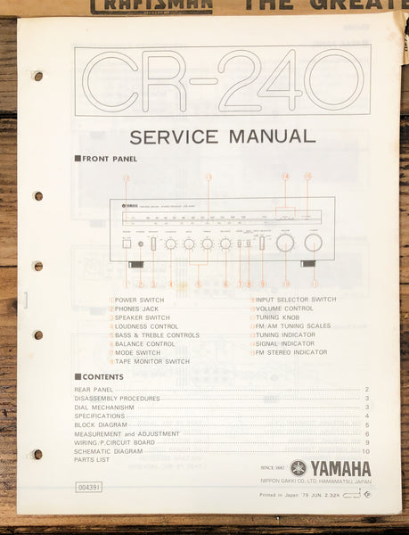 Yamaha CR-240 Receiver  Service Manual *Original*
