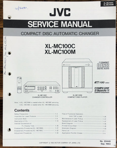 JVC XL-MC100C XL-MC100M CD Changer  Service Manual *Original*