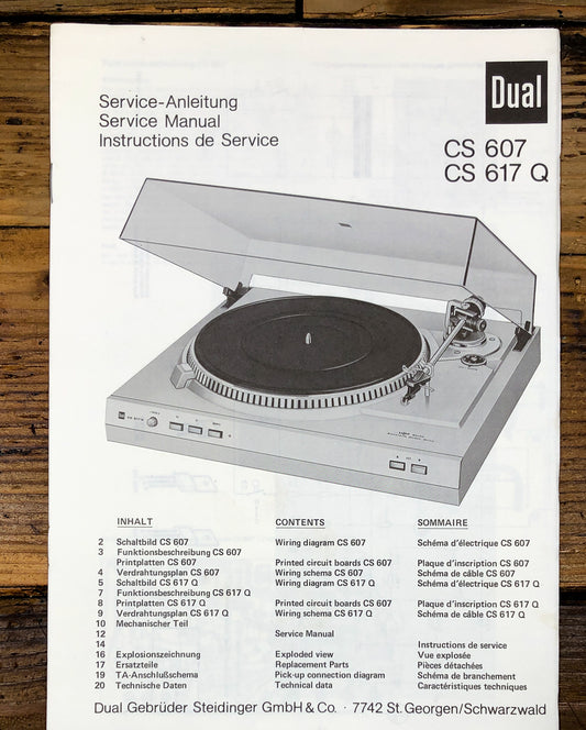 Dual CS 607 CS 617 Q  Service Manual *Original*