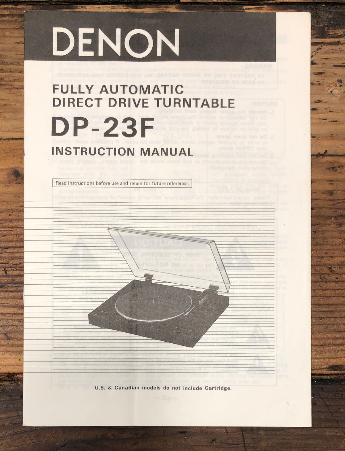 Denon DP-23F Record Player / Turntable Owners / User Manual *Original*