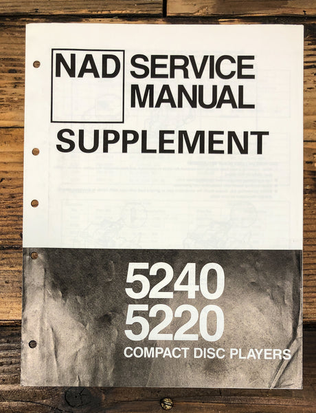 NAD Model 5220 5240 CD Player Supp.Service Manual *Original*