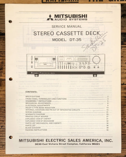 Mitsubishi DT-35 Cassette Service Manual *Original*