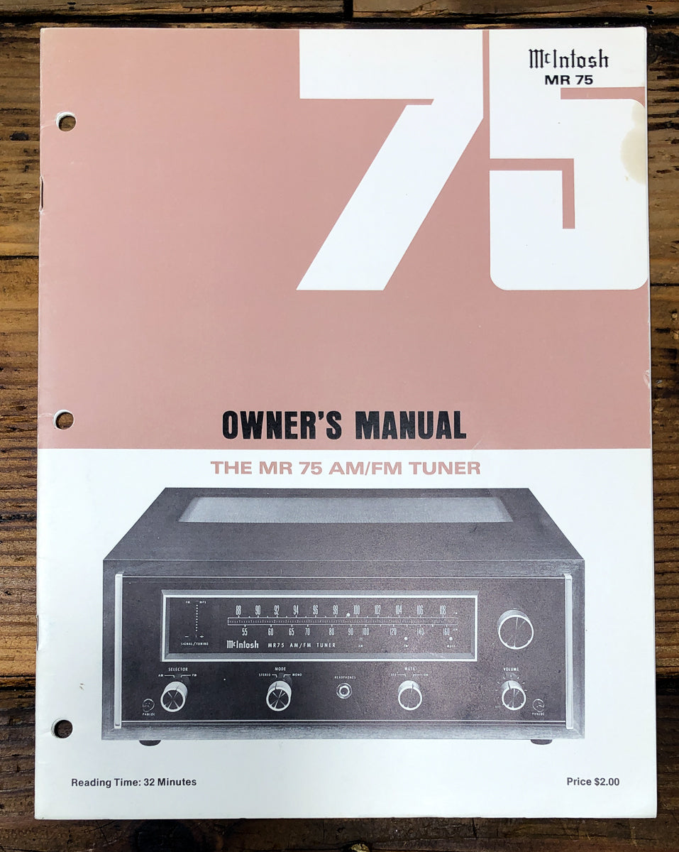 McIntosh MR-77 MR77 Tuner Owners / User Manual *Original*