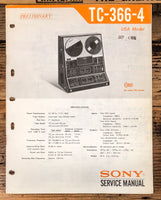 Sony TC-366-4 TC-366 4 Reel to Reel  Service Manual *Original*