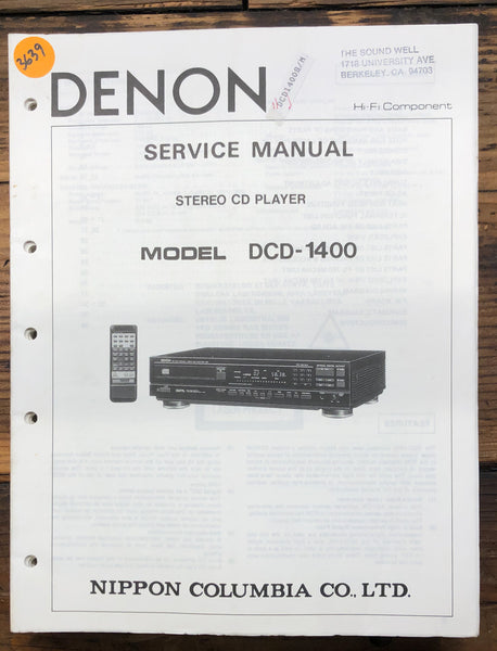 Denon DCD-1400 CD Player  Service Manual *Original*