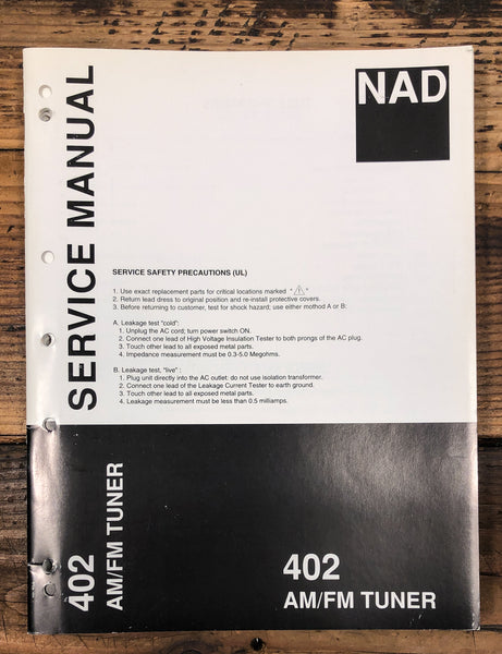 NAD Model 402 Tuner  Service Manual *Original*