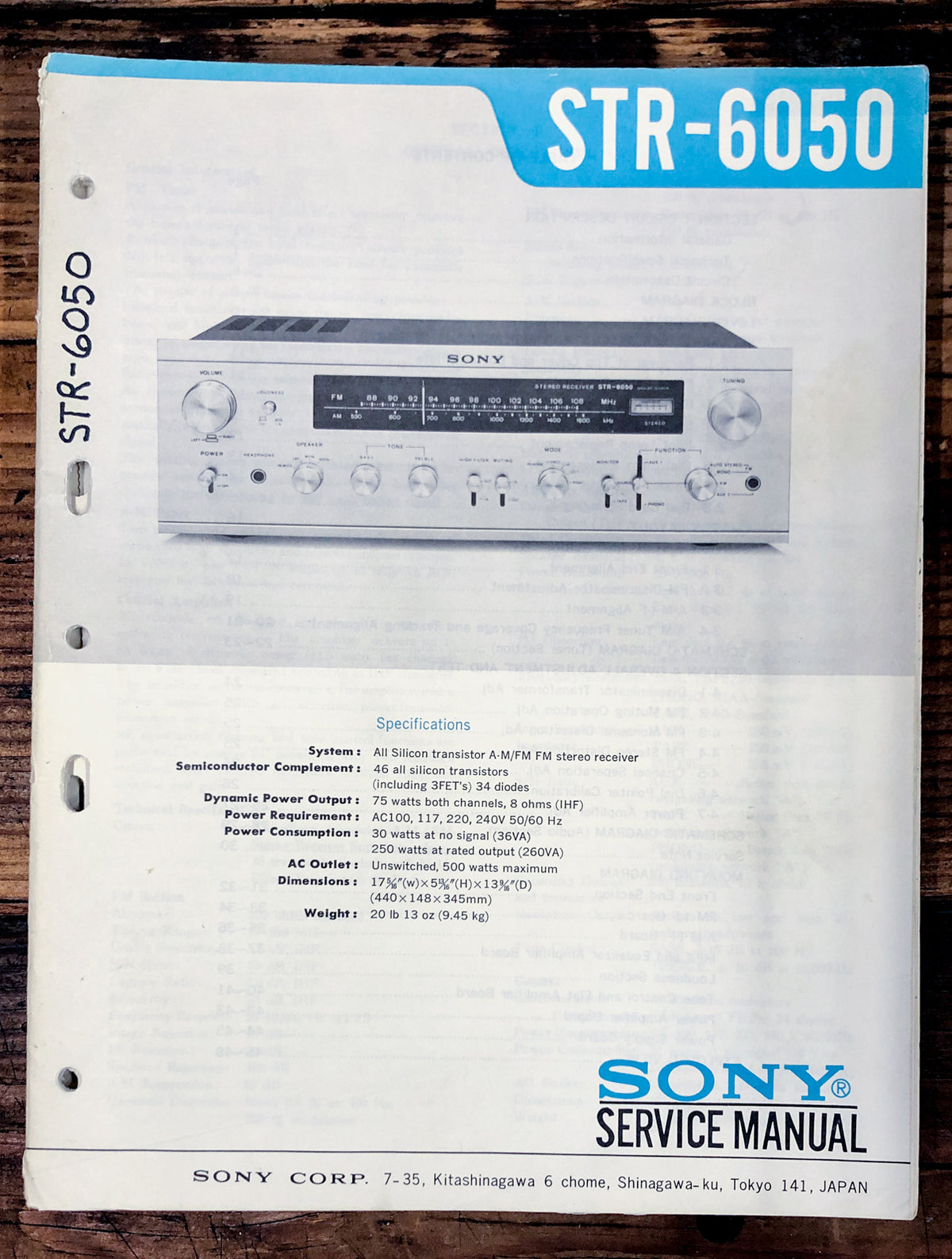 Sony STR-6050 Receiver Service Manual *Original*