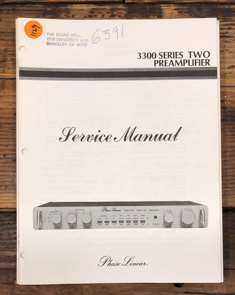 Phase Linear Model 3300 Series Two Preamp / Preamplifier Service Manual *Orig*