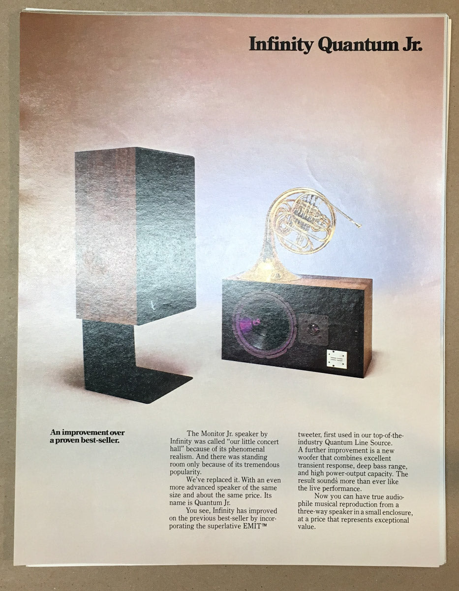 Infinity Model Quantum Jr. Speaker  Dealer Spec Sheet *Original*